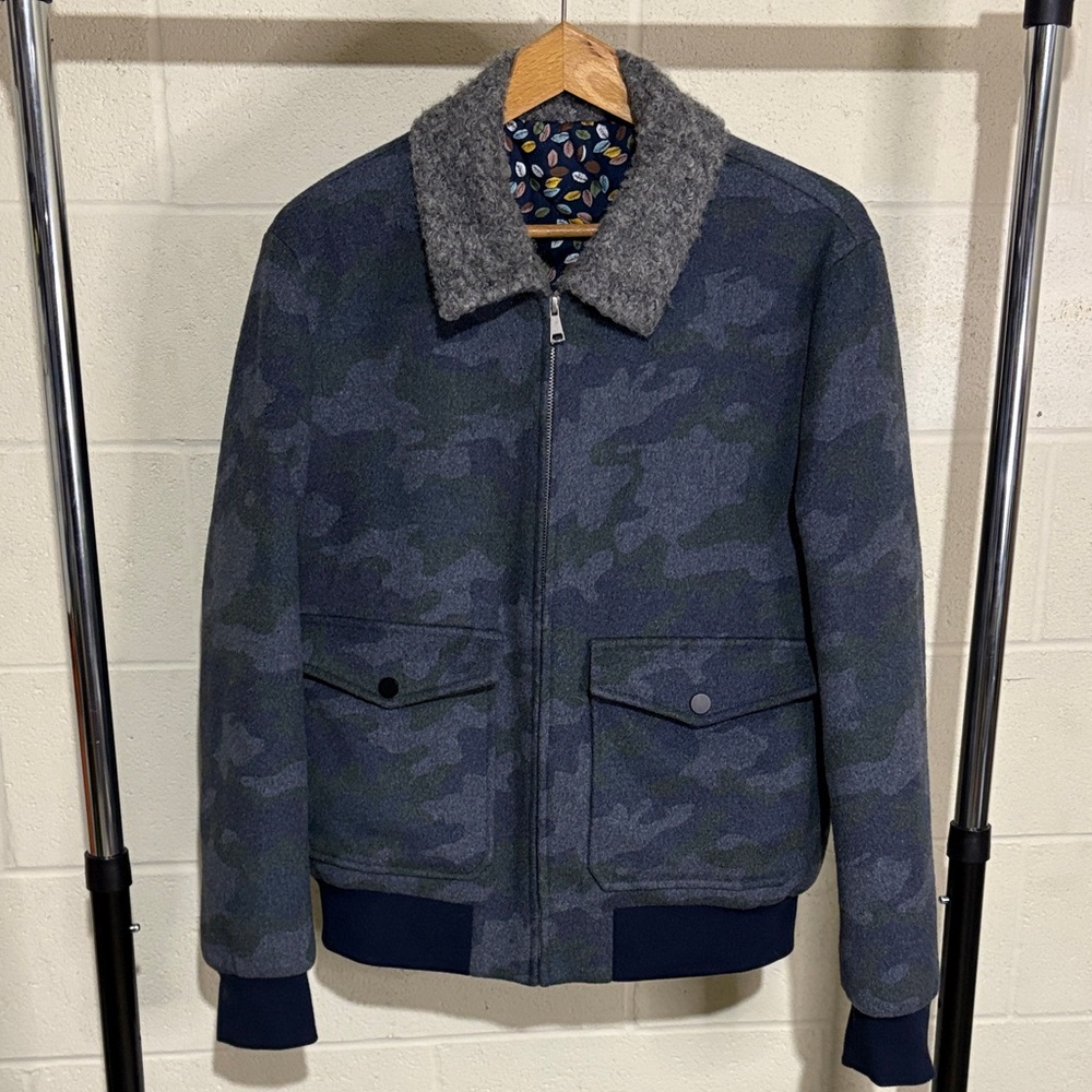 Paisley & Gray men’s large winter camo Camouflage Bomber Jacket wool coat